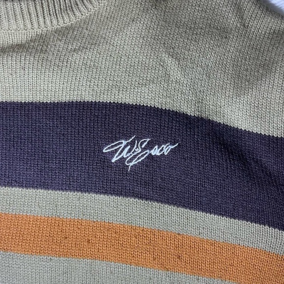 Willie Esco - vintage men’s 90’s olive striped embroidered graphic sweater - Picture 4 of 6